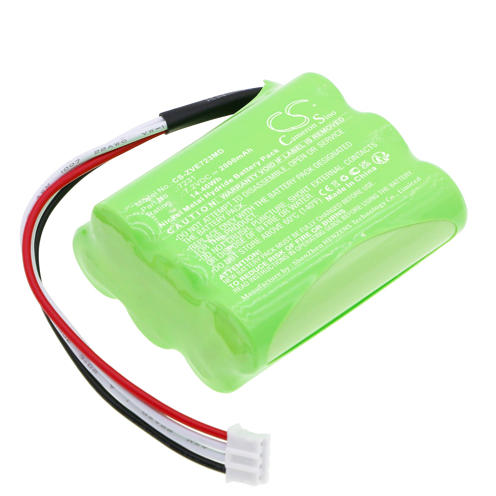 7.2V 2000mAh Ni-MH Replacement Battery for Zevex EnteraLite Feeding Pump, Medical Grade, 52x51x27.5mm
