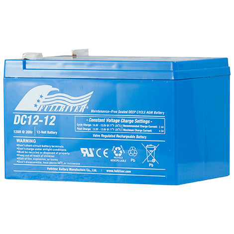 Fullriver DC12-12 12V 12Ah AGM Sealed Lead Acid Battery - Solar, UPS, Mobility, General Purpose
