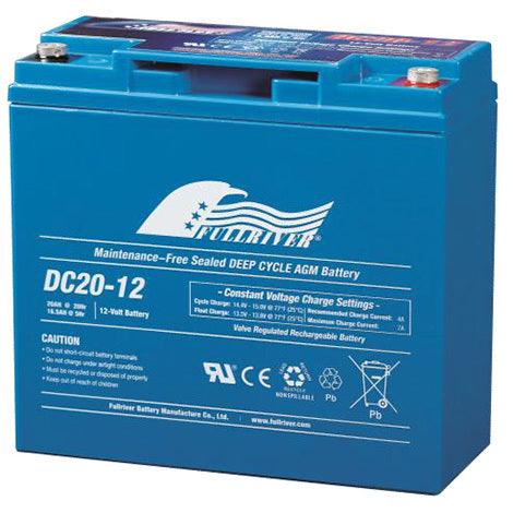 Fullriver DC20-12 12V 20Ah AGM Battery - Deep Cycle Power for Solar, UPS, Mobility, & More
