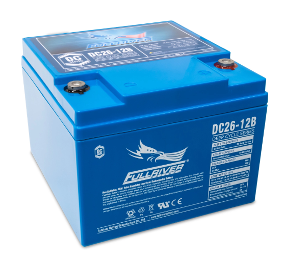 Fullriver DC26-12B 12V 26Ah AGM Battery - Sealed Lead Acid, Solar, UPS, RV, Mobility, Marine Deep Cycle Power
