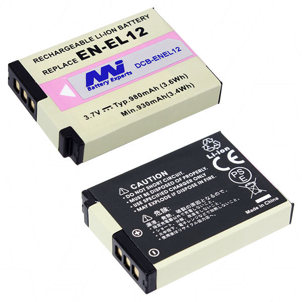 Professional-Grade MI Battery Experts DCB-ENEL12-BP1 Digital Camera Battery - 3.7V, 1.05Ah, 3.9Wh, Lightweight 22.5g for Nikon Cameras