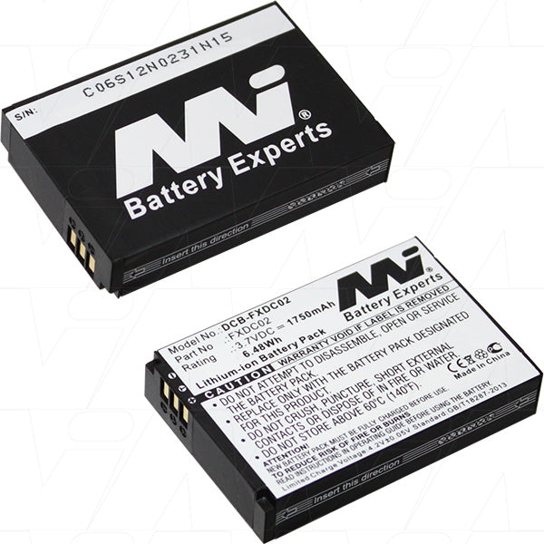 MI Battery Experts DCB-FXDC02-BP1 Professional 3.7V 1.75Ah Li-Ion Digital Camera Battery - Compact 39g Design for Extended Shooting Sessions