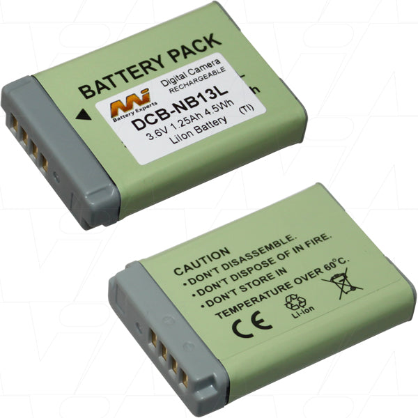 MI Battery Experts DCB-NB13L-BP1 Professional 3.6V Li-Ion Digital Camera Battery, 1.01Ah, 3.6Wh, Compact 23g Design