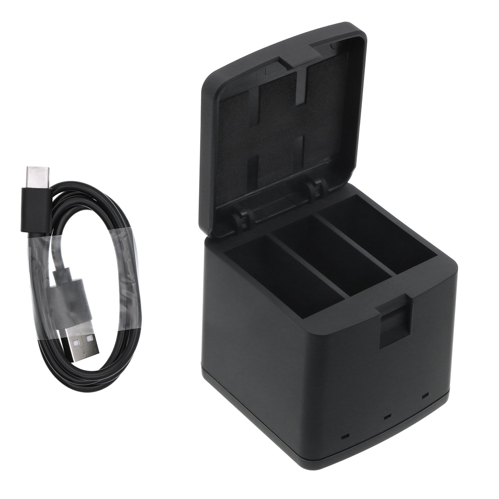 GoPro Hero 9/10/11/12 Triple Battery Charger Box - USB-C, 1440mV, SPBL1B, ADBAT-001/011 Compatible - Fast Charging Power Solution
