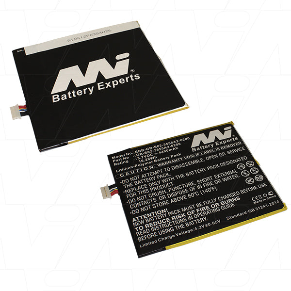 MI Battery Experts EBB-GB-S02-3555A2-0200 E-Reader Battery - 3.7V 4.4Ah LiPo, 16.3Wh, Ultra-Slim 3.8mm, Long-Lasting Power