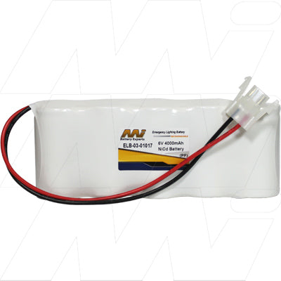 MI Battery Experts ELB-03-01017 6V 4Ah NiCd Battery Pack for Emergency Lighting & Industrial Controls - Professional-Grade Power Solution