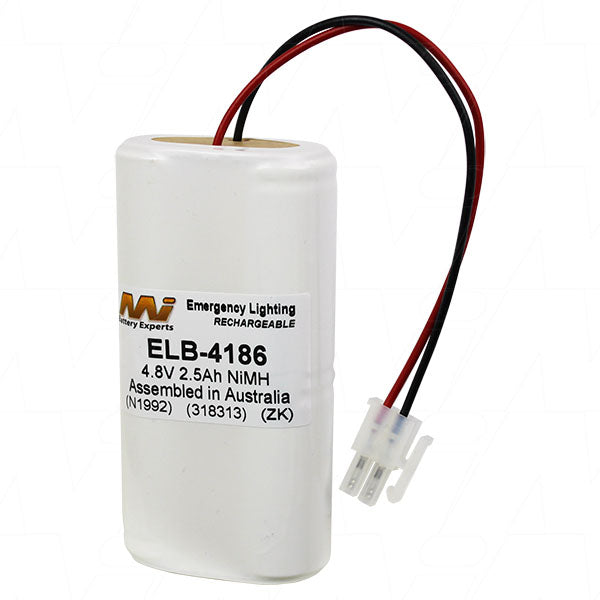 MI Battery Experts ELB-4186 4.8V NiMH Battery Pack - 2.5Ah Capacity for Emergency Lighting & Professional Tools