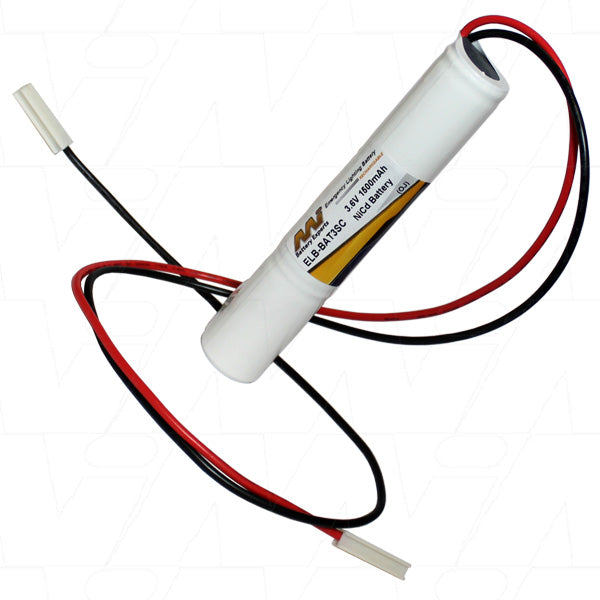 MI Battery Experts ELB-BAT3SC 3.6V NiCd Emergency Lighting Battery Pack - 1.6Ah Capacity, 23mm Diameter, Long-Lasting Backup Power