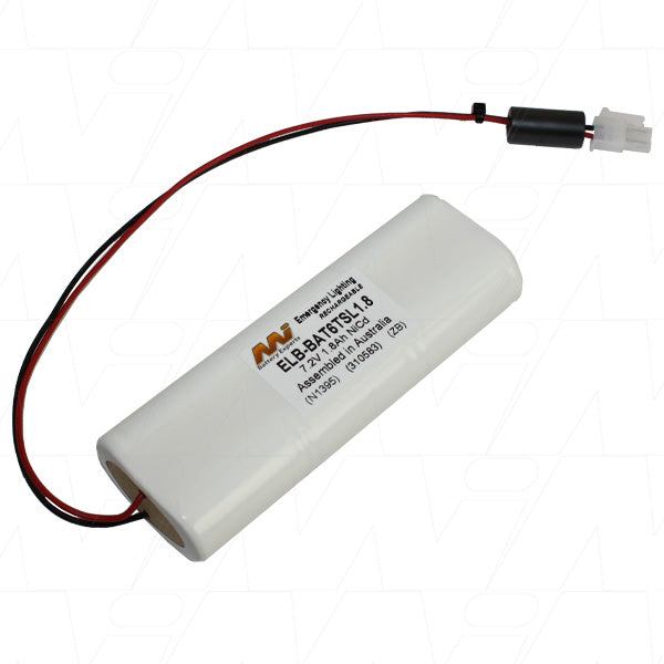 MI Battery Experts ELB-BAT6TSL1.8 NiCd Emergency Lighting Battery Pack - 7.2V 1.8Ah, UL-Recognized, Rapid Charge