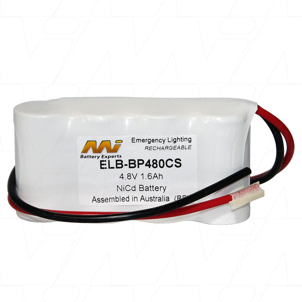 MI Battery Experts ELB-BP480CS 4.8V 1.6Ah NiCd Emergency Lighting Battery - Reliable Backup Power for Exit Signs & Safety Illumination