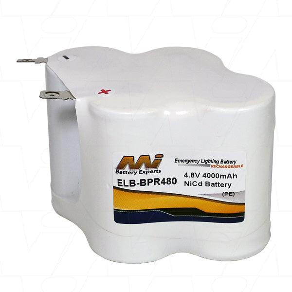 MI Battery Experts ELB-BPR480 4.8V 4Ah NiCd Battery Pack for Emergency Lighting & Industrial Applications
