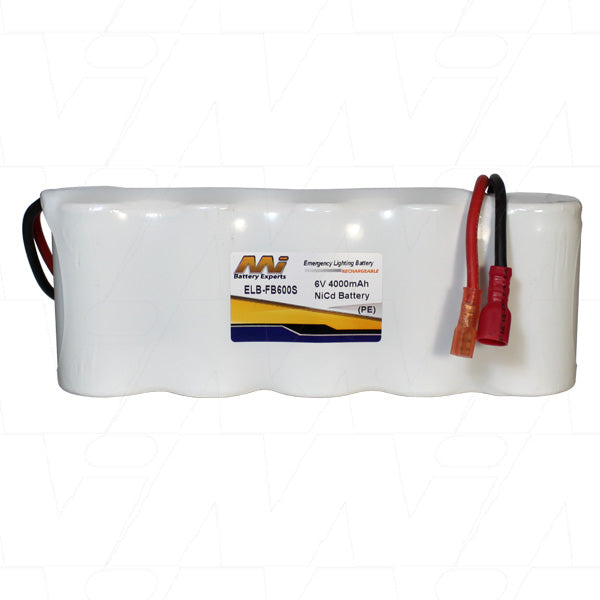 MI Battery Experts ELB-FB600S 6V 4Ah NiCd Emergency Lighting Battery Pack - 24Wh Professional-Grade Backup Power