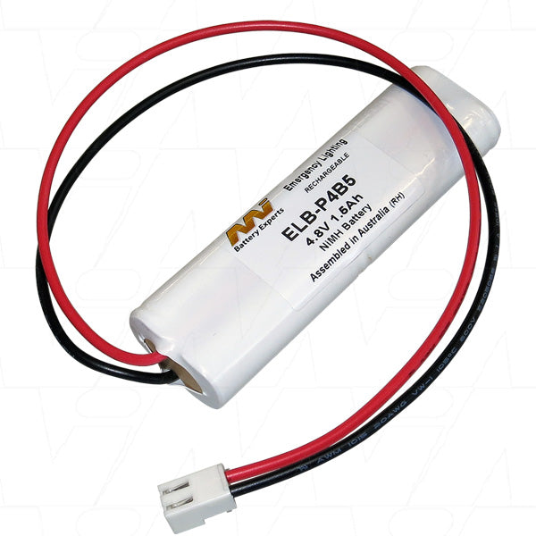 MI Battery Experts ELB-P4B5 4.8V NiMH Battery Pack for Emergency Lighting - 1.5Ah Capacity, 4/Short AA Configuration, UL Compliant