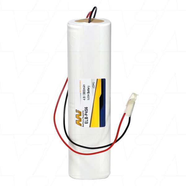 MI Battery Experts ELB-P4S6 4.8V NiMH Battery Pack for Emergency Lighting & Medical Equipment - 4Ah Capacity, 18.2Wh Power, ISO 9001 Certified