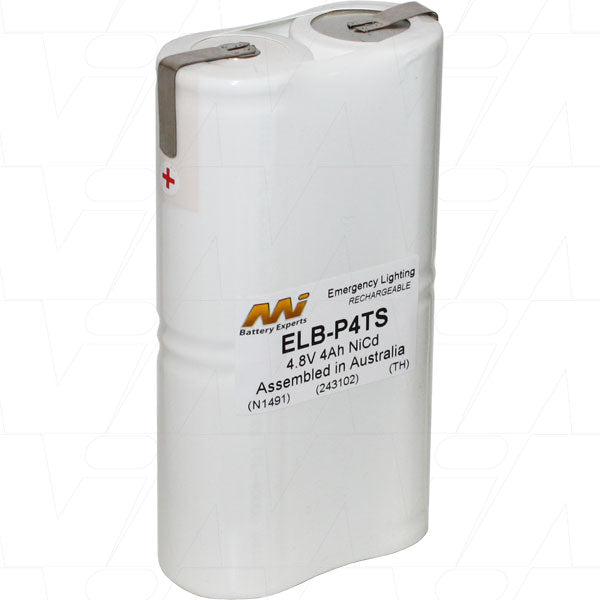MI Battery Experts ELB-P4TS 4.8V 4Ah NiCd Battery Pack - Professional-Grade Power for Emergency Lighting & Industrial Controls