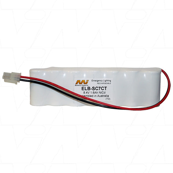 MI Battery Experts ELB-SC7CT 8.4V NiCd Emergency Lighting Battery Pack - 1.6Ah Capacity, Rapid Discharge, Industrial-Grade Construction
