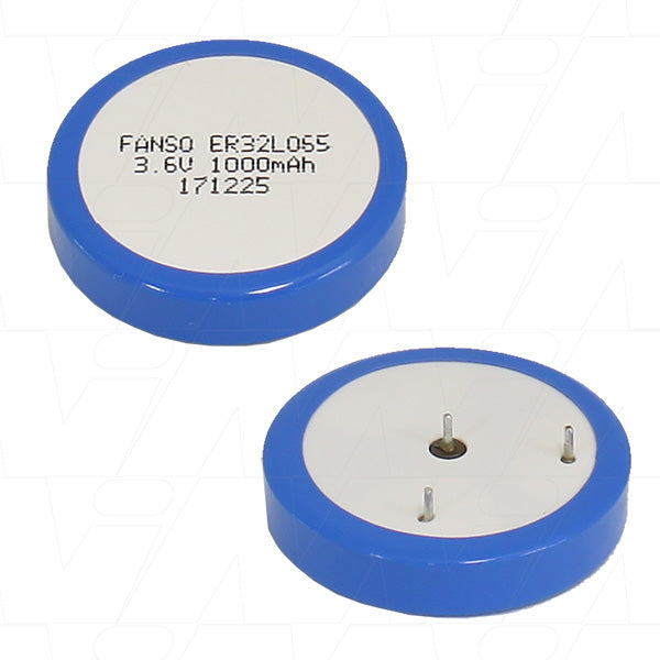 Fanso ER32L065 3.6V 1.0Ah Ultra-Thin Lithium Thionyl Chloride Wafer Battery - 6.5mm Thick for Industrial IoT & Smart Meters
