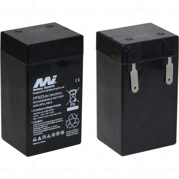 MI Battery Experts FP623 6V 2Ah SLA Battery Compact Power for UPS, Security & Medical Equipment, Maintenance-Free