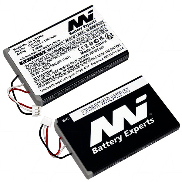 Professional-Grade GB-LIP1708-BP1 Gaming Controller Battery 1.6Ah LiPo, 3.7V, 62g, Extended Play Time