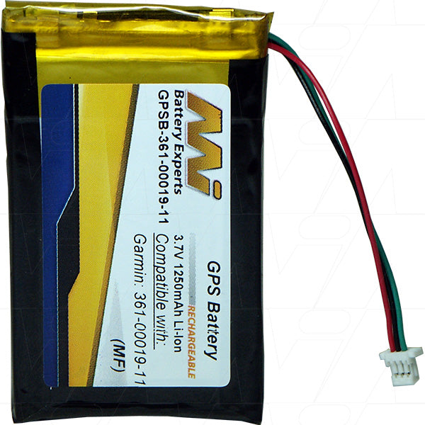 MI Battery Experts GPSB-361-00019-11-BP1 GPS Battery 3.7V 1.25Ah LiPo, 4.6Wh, 36x60mm, 23g, for Professional Navigation Systems