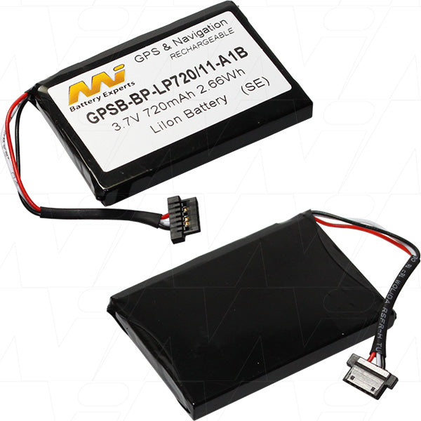 High-Capacity 720mAh Li-Ion GPS Battery Pack - MI Battery Experts GPSB-BP-LP720/11-A1B-BP1 for Professional Navigation, 3.7V, 20g