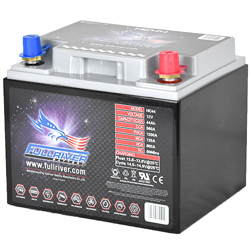 Fullriver HC44 AGM Starting Battery - 12V 44AH, High CCA, Powersports, Marine, Automotive, Vibration Resistant, Maintenance-Free
