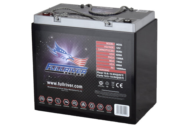 Fullriver HC55 AGM Starting Battery - 12V 55AH High CCA, Maintenance-Free, Automotive, Marine & Powersports
