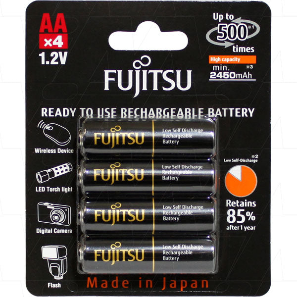 Fujitsu HR-3UTHC(4B) Professional-Grade AA NiMH Rechargeable Batteries - 2450mAh High-Capacity, 1.2V, Long-Lasting Power