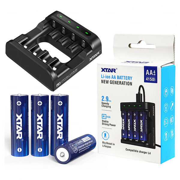 XTAR L4/AA4150 Professional Compact Battery 0.5A Current, 51g Weight, 76.5x27.6mm, for Portable Electronics & Measurement Devices
