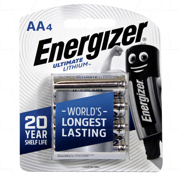 Energizer L91-BP4T Ultimate Lithium AA Batteries 20x Longer Lasting, Extreme Temp Resistant (-40°F to 140°F), 20-Year Shelf Life