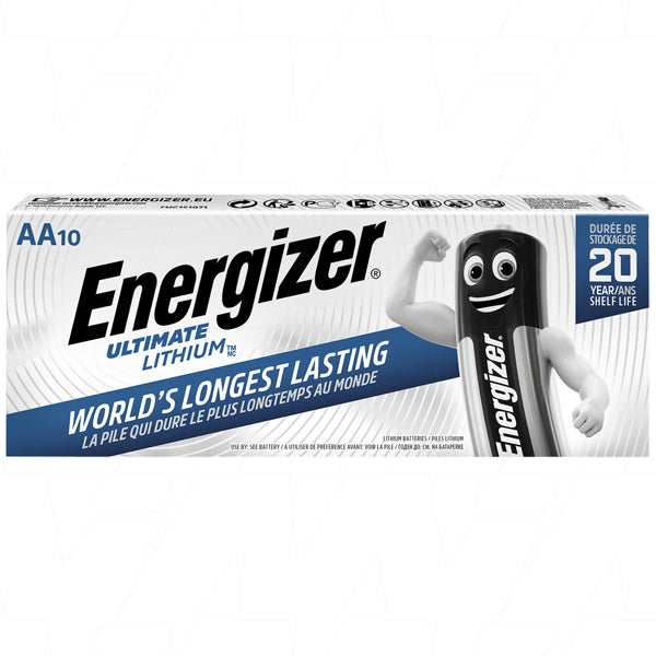 Energizer L91-DP10 Ultimate Lithium AA Batteries - 20x Longer Life, Leak-Proof, Extreme Temp Performance for Pro Devices
