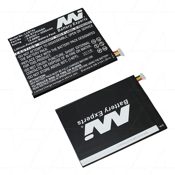 MI Battery Experts LCB744 Lithium Polymer Tablet Battery - 4.2Ah Capacity, 3.8V, 16Wh, Ultra-Slim 3mm Profile for Professional Use