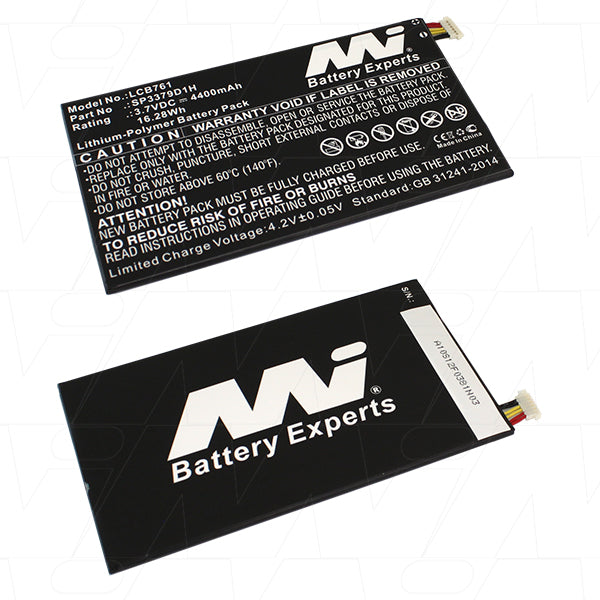 MI Battery Experts LCB761 Lithium Polymer Tablet Battery - 4.4Ah, 3.7V, 16.3Wh, Ultra-Slim 3.52mm Profile, All-Day Power for Professionals