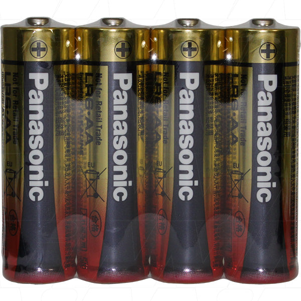Panasonic LR6XW/4SK AA Alkaline Batteries Professional-Grade 4-Pack for High-Drain Devices & Everyday Use (1.5V)