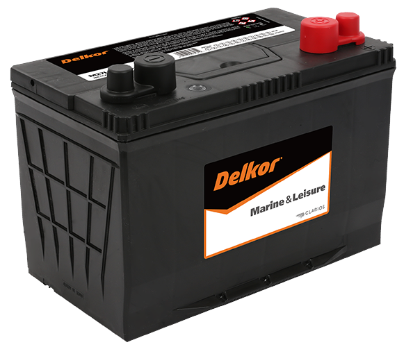 Delkor M27L Marine Battery - 97Ah Starting & Cycling Power - Reverse Polarity - Boat, RV, & Marine Applications - 680 CCA
