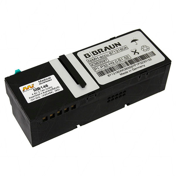 MI Battery Experts MB146 Medical-Grade 4.8V NiMH Battery Pack, 2.7Ah, 13Wh, for Patient Monitors & Diagnostic Equipment