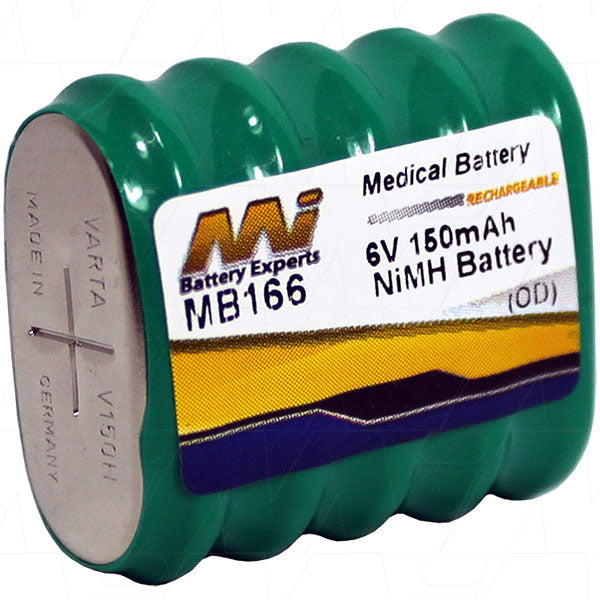 MI Battery Experts MB166 6V NiMH Medical-Grade Battery - 150mAh, 0.9Wh, 30g, 26x29mm - Reliable Power for Critical Healthcare Equipment