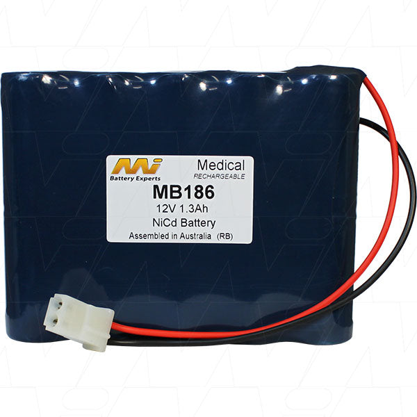 MI Battery Experts MB186 12V NiCd Medical Battery Hospital-Grade Power for Portable Diagnostics & Monitoring (1.3Ah, 15.6Wh)