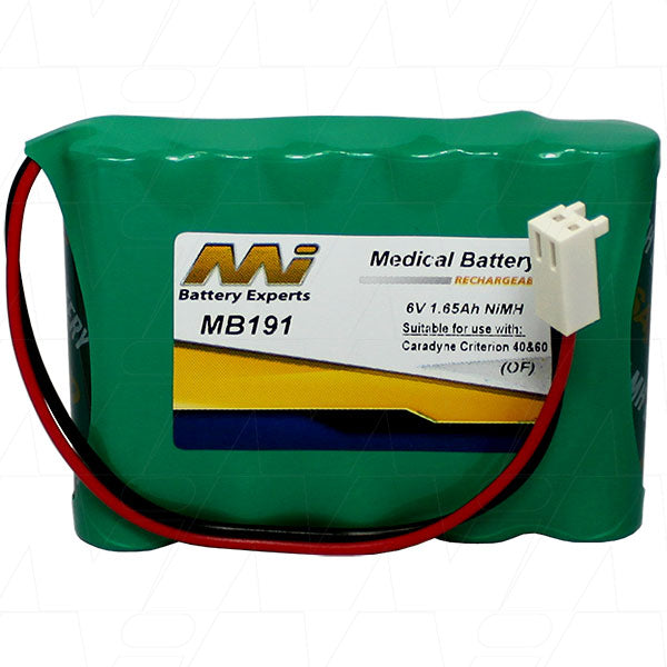 MB191 6V NiMH Medical-Grade Battery 1.5Ah Capacity, 9.0Wh Output for Critical Care Equipment & Patient Monitoring Devices