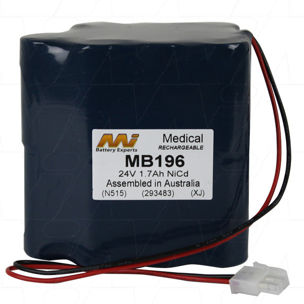 MI Battery Experts MB196 24V NiCd Medical Battery Professional-Grade 1.7Ah Power for Critical Healthcare Equipment, 40.8Wh
