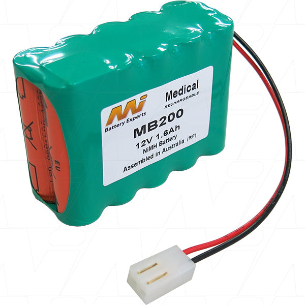 MI Battery Experts MB200 12V NiMH Medical Battery - 1.7Ah Capacity, 20.4Wh Power for Hospital Equipment & Patient Monitoring