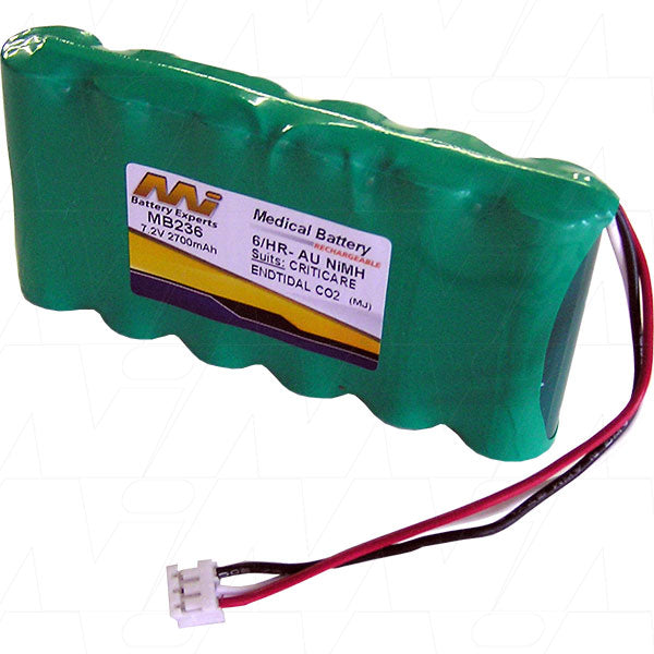 MI Battery Experts MB236 NiMH 7.2V 2.7Ah Medical Equipment Battery - Reliable 19.4Wh Power for Diagnostic Devices & Patient Monitoring