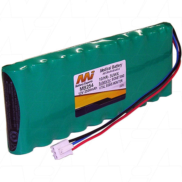 MI Battery Experts MB254 12V NiMH Medical-Grade Battery for Critical Healthcare Equipment - 2.5Ah, 30Wh, UL-Certified