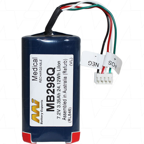 MI Battery Experts MB298Q Medical-Grade Li-Ion Battery 7.2V, 3.35Ah, 24.1Wh for Portable Diagnostics & Patient Monitoring
