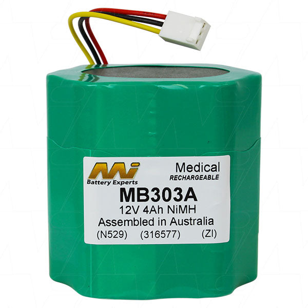 MI Battery Experts MB303A 12V 4Ah NiMH Medical Equipment Battery - Hospital-Grade Power for Critical Devices