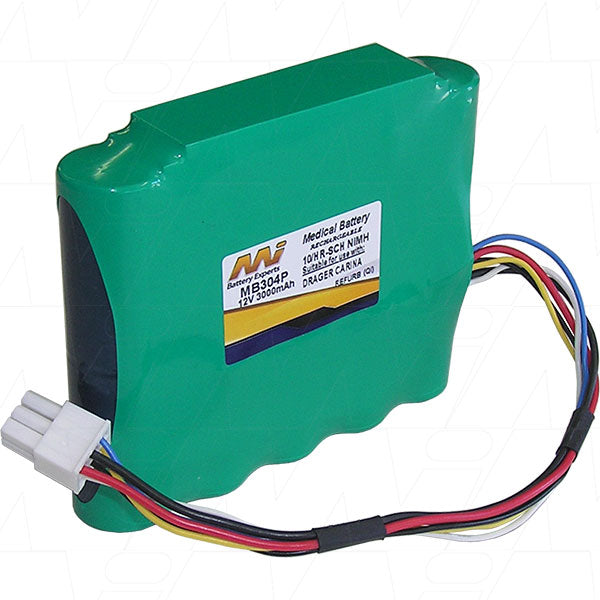 MI Battery Experts MB304P Medical-Grade NiMH Battery 12V 3Ah 36Wh for Portable Diagnostics & Patient Monitoring