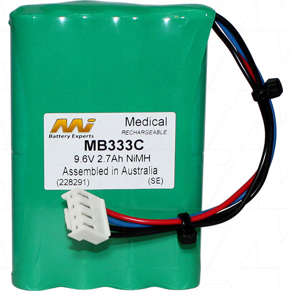 MI Battery Experts MB333C Medical Battery 9.6V 2.7Ah NiMH for Diagnostic Devices & Patient Monitoring - Reliable Healthcare Power Solution