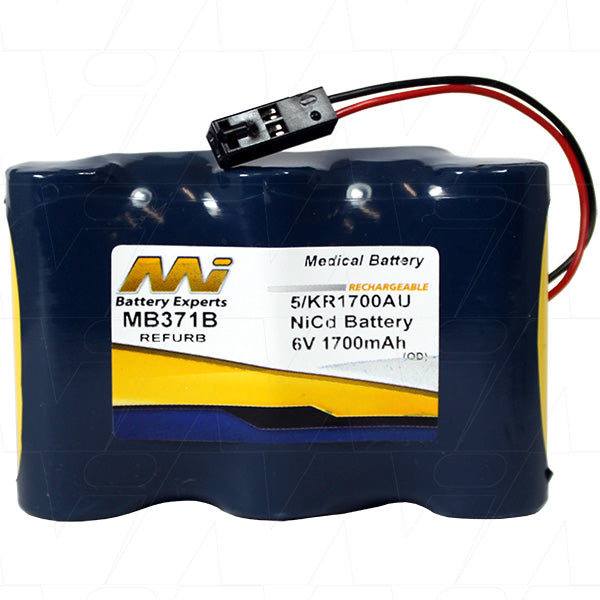 MI Battery Experts MB371B 6V NiCd Medical-Grade Battery Reliable Power for Critical Equipment, 1.7Ah Capacity, 10.2Wh Output