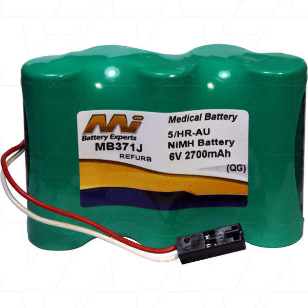 MI Battery Experts MB371J 6V NiMH Medical-Grade Battery - 2.7Ah Capacity for Critical Healthcare Equipment