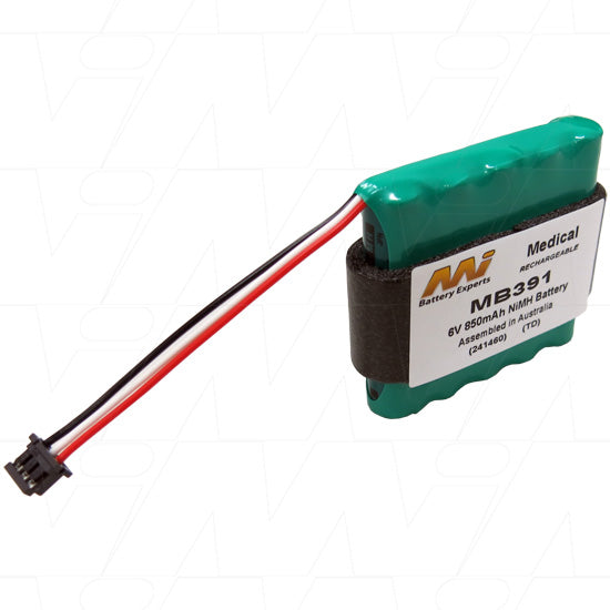MB391 6V Medical-Grade NiMH Battery Pack - 850mAh, Hospital-Certified for Critical Equipment, Compact 55x52mm Design